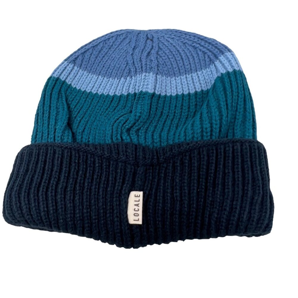 Locale Cuffed Beanie Hat One Size Stripe Colorblock Cozy Knit 100% Acrylic NEW